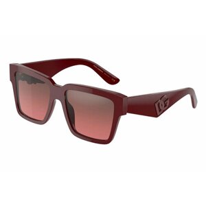 Солнцезащитные очки DOLCE & GABBANA, прямоугольные, оправа: пластик, зеркальные, градиентные, для женщин, красный