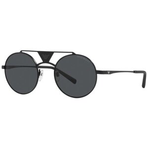 Солнцезащитные очки EMPORIO ARMANI, круглые, оправа: металл, с защитой от УФ, для мужчин, черный