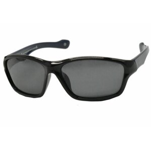 Солнцезащитные очки Genex, прямоугольные, оправа: пластик, поляризационные, для мальчиков, черный