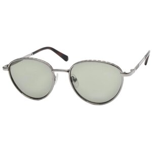 Солнцезащитные очки GUESS, овальные, оправа: металл, с защитой от УФ, для женщин, серебряный