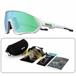 Солнцезащитные очки Kapvoe, спортивные, сменные линзы, поляризационные, белый