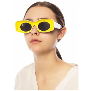 Солнцезащитные очки , круглые, желтый