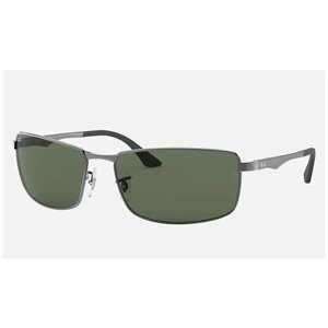 Солнцезащитные очки Luxottica, прямоугольные, оправа: металл, спортивные, с защитой от УФ, для мужчин, серебряный