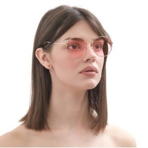 Солнцезащитные очки Onesun, круглые, оправа: металл, поляризационные, градиентные, для женщин, розовый