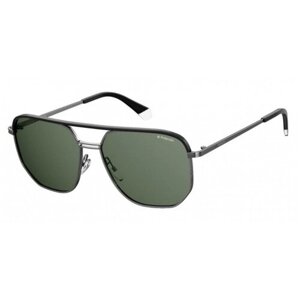 Солнцезащитные очки Polaroid, авиаторы, оправа: металл, поляризационные, для мужчин, зеленый