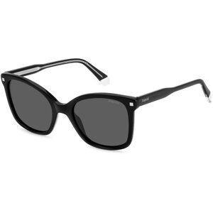 Солнцезащитные очки Polaroid, кошачий глаз, оправа: пластик, поляризационные, с защитой от УФ, для женщин, черный