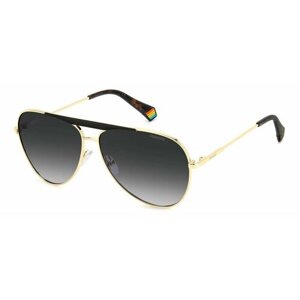 Солнцезащитные очки Polaroid, оправа: металл, градиентные, поляризационные, с защитой от УФ, золотой