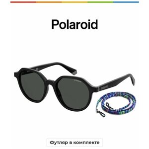 Солнцезащитные очки Polaroid, овальные, поляризационные, черный