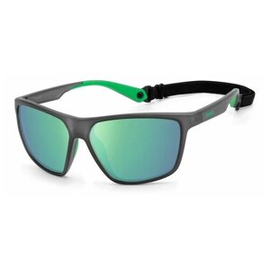 Солнцезащитные очки Polaroid, прямоугольные, спортивные, с защитой от УФ, зеркальные, поляризационные, для мужчин, серый