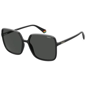 Солнцезащитные очки Polaroid, прямоугольные, устойчивые к появлению царапин, поляризационные, для женщин, черный