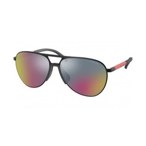 Солнцезащитные очки Prada, авиаторы, оправа: металл, зеркальные, с защитой от УФ, синий