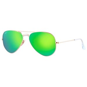 Солнцезащитные очки Ray-Ban, авиаторы, оправа: металл, поляризационные, с защитой от УФ, зеркальные, устойчивые к появлению царапин, золотой