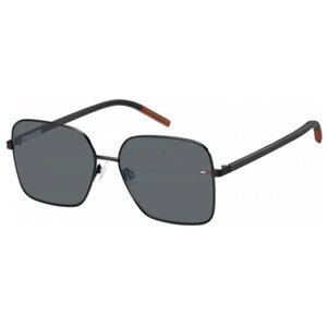 Солнцезащитные очки TOMMY HILFIGER, прямоугольные, оправа: металл, с защитой от УФ, для женщин, черный