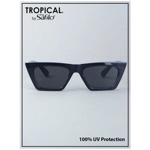Солнцезащитные очки Tropical, узкие, оправа: пластик, с защитой от УФ, для женщин, синий