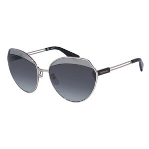 Солнцезащитные очки TRUSSARDI, бабочка, оправа: металл, для женщин, серый