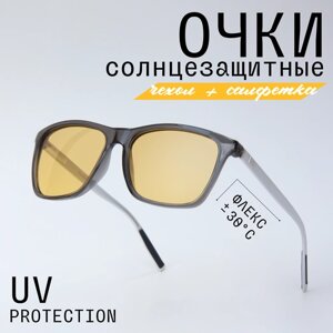 Солнцезащитные очки , вайфареры, оправа: пластик, с защитой от УФ, поляризационные, желтый