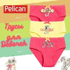 Трусы Pelican для девочек, 3 шт., размер 1, мультиколор