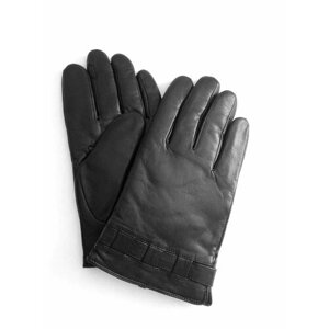 Утепленные мужские кожаные перчатки на подкладке из набивной шерсти Kasablanka, Цвет Черный, Размер 10