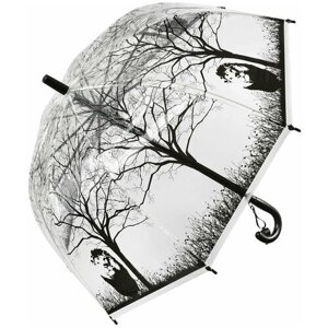 Зонт детский прозрачный для девочки трость полуавтомат 323/черный, прозрачный