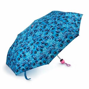 Зонт FULTON, механика, 3 сложения, купол 96 см., 8 спиц, для женщин, голубой, синий