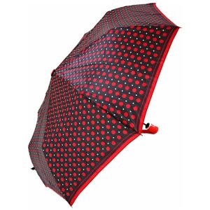 Зонт Lantana Umbrella, 3 сложения, купол 98 см., 8 спиц, система «антиветер», чехол в комплекте, для женщин, черный, красный