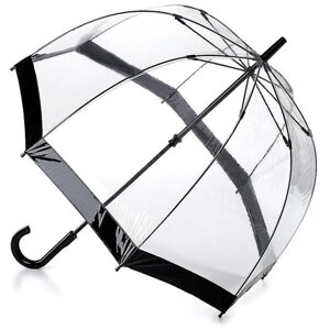 Зонт-трость FULTON, механика, купол 84 см., 8 спиц, прозрачный, для женщин, бесцветный, черный