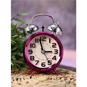 Часы настольные с будильником Neon numbers purple