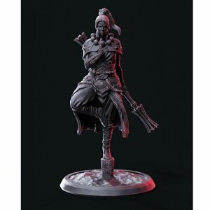 Fantasy миниатюра Девушка-воин (воительница, монк) игровая фигурка для раскрашивания ( 40мм) база 25мм