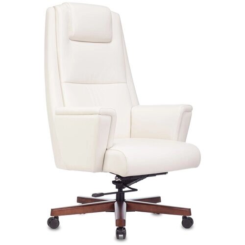 Компьютерное кресло Бюрократ DUKE для руководителя, обивка: натуральная кожа/искусственная кожа, цвет: белый