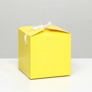 Коробка складная, квадратная, жeлтая, 12 х 12 х 12 см, 10 шт
