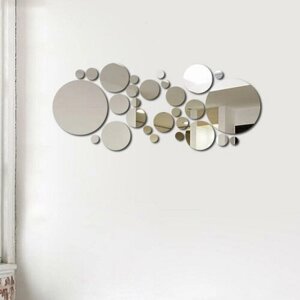 MARU Декор настенный "Пузырьки", из акрила, зеркальный, 32 элемента, d от 2 до 15 см