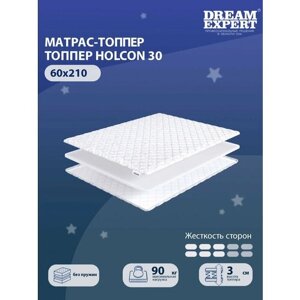 Матрас-топпер, Топпер-наматрасник DreamExpert Holcon 30 тонкий матрас, на резинке, Беспружинный, хлопковый, на кровать 60x210