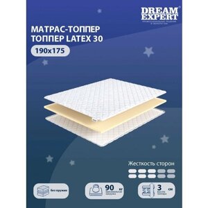 Матрас-топпер, Топпер-наматрасник DreamExpert Latex 30 на диван, тонкий матрас, на резинке, Беспружинный, хлопковый, на кровать 190x175
