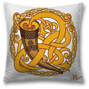 Наволочка декоративная на молнии, чехол на подушку JoyArty "Кельтский рог" 45х45 см