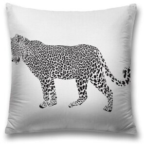 Наволочка декоративная на молнии, чехол на подушку JoyArty "Спокойный леопард" 45х45 см
