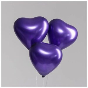 Шар латексный сердце 12", перламутровый, набор 100 шт, цвет фиолетовый