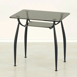 Стеклянный кухонный стол Вокал 10 серый/черный (1000х600 мм)