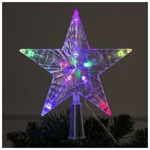 Светодиодная верхушка на ёлку «Звезда белая» 16 см, 10 LED, провод 2 метра, 220 В, свечение мульти
