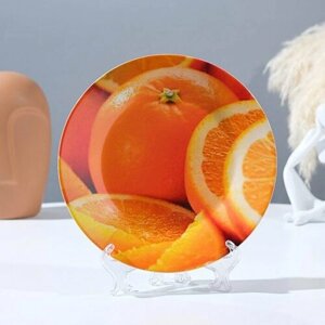Тарелка декоративная «Сочный апельсин», настенная, D = 17,5 см (комплект из 4 шт)