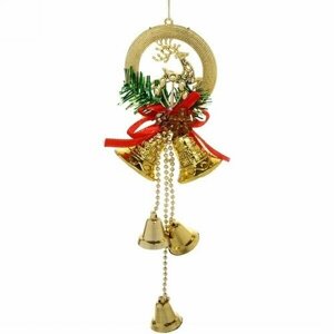 Украшение новогоднее «Колокольчик с оленем» 23 см, золото