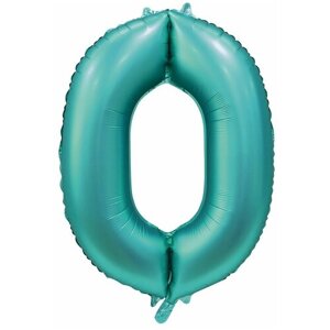 Воздушный шар фольгированный Riota Цифра 0, голубая/бирюзовая, 101 см