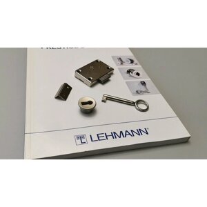 Замок мебельный врезной мод. 405 (комплект из 3 замков), под классический ключ с бородкой, цвет "никель", для двери шкафа или выдвижного ящика, Lehmann, Германия