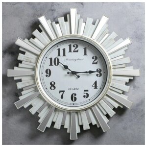 Часы настенные, серия: Интерьер, "Лучики Солнца", d-58 см, белые