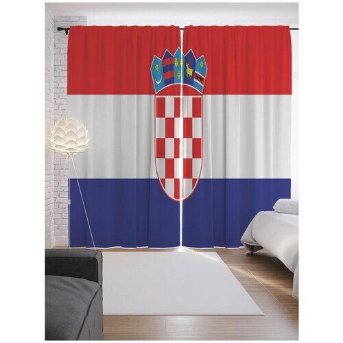 Фотошторы для кухни и спальни JoyArty "Векторный флаг Хорватии", 2 полотна со шторной лентой шириной по 145 см, высота 265 см