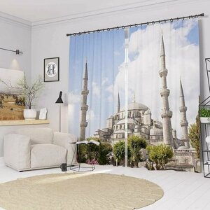 Фотошторы Голубая мечеть в Стамбуле Ш150xВ180 см. 2шт. Атлас на тесьме