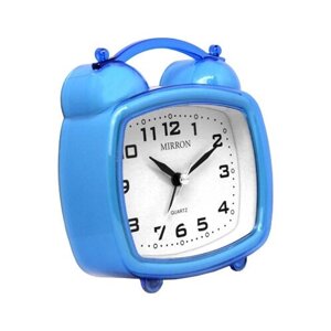 Классический настольный будильник MIRRON 8358 СН/Часы в спальню/Квадратный будильник/Часы для детской/Синий цвет