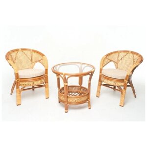 Комплект мебели Vinotti Calamus Rotan 02/15 (2 кресла+стол) коньяк