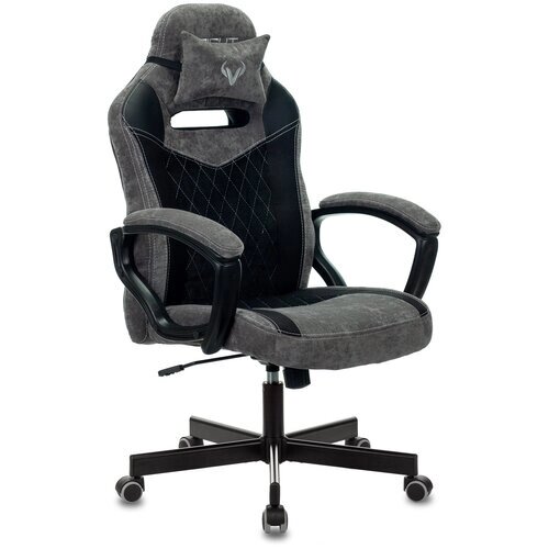 Компьютерное кресло Zombie VIKING-6 KNIGHT игровое, обивка: искусственная кожа/текстиль, цвет: серый/черный