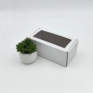 Коробка с окном 180х95х75 мм (10 шт) самосборная микрогофрокартон белый/крафт