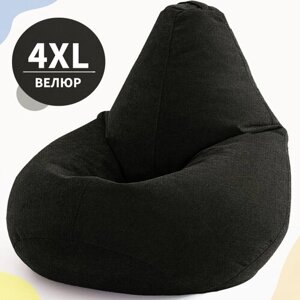Кресло-мешок Груша, MyPuff, размер XXXХL-Комфорт, мебельный велюр, черный